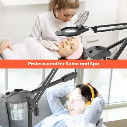 TASALON Professional 2-in-1 Facial Steamer, Ozone Face Steamer with 5X Magnifying Lamp Deep Cleaning Pore,Hot Mist Face Steamer Salon Spa Beauty Skin Care Equipment, Aroma Therapy Nozzle Included