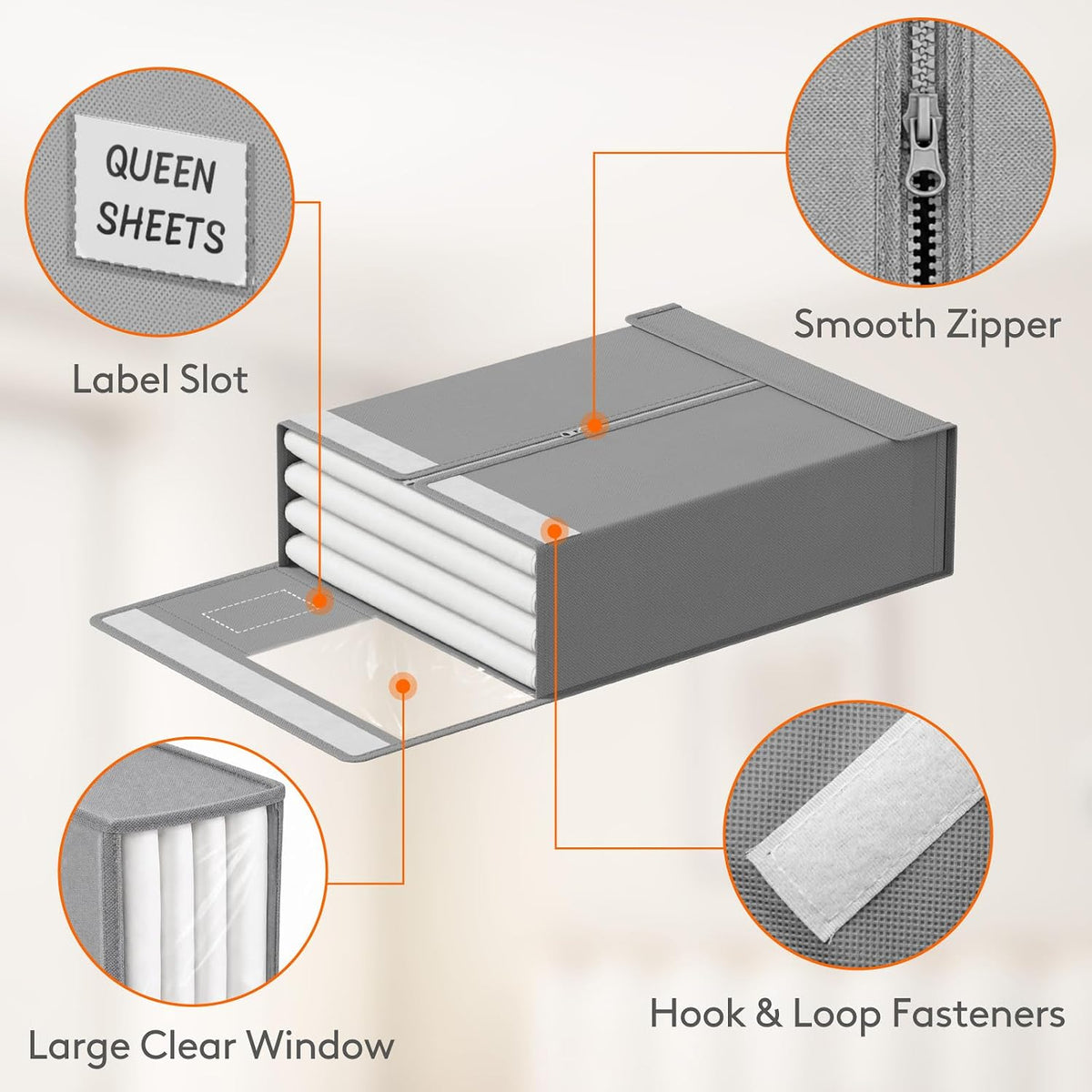 Lifewit Bed Sheet Organizer, Foldable Bedding Sheet Organizers and Storage with Large Clear Window and Label, Sheets Organizer for Linen Closet, Storage Box Bins with Lids for Duvet Cover Set