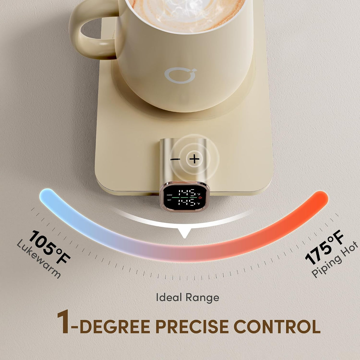 Coffee Cup Warmer & iKago Mug Set, 1℉ Precise Temp Control Mug Warmer