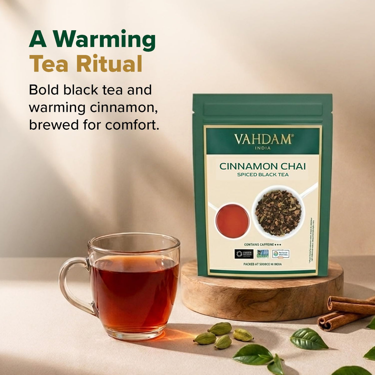 VAHDAM Cinnamon Masala Chai(3.53oz|50+ Cups) Quality Chai Tea Loose Leaf