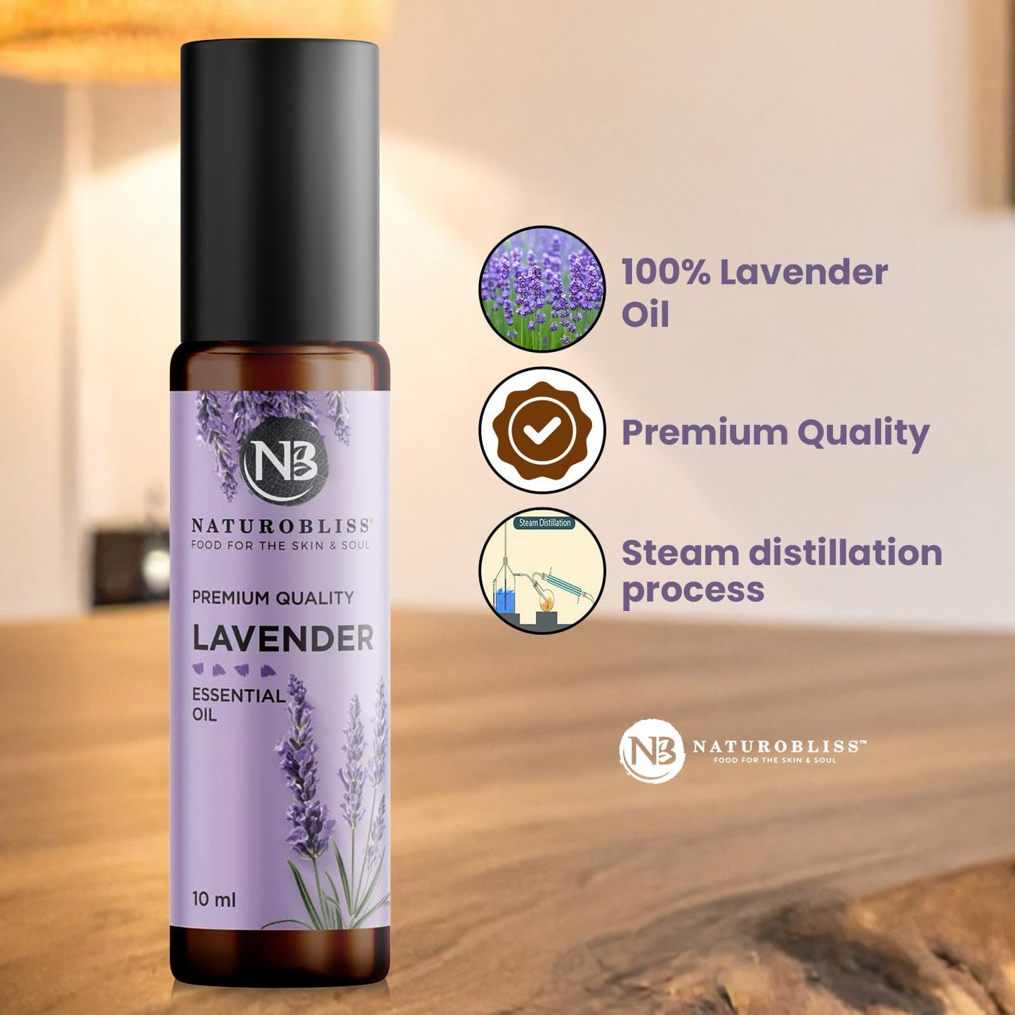 NaturoBliss Lavender Essential Oil with Glass Dropper - 100% Pure and Natural - Essential Oils for Diffuser, Aromatherapy, Soap and Candle Making, Lavender Essential Oil Pure, Lavender Oil, 4 Fl Oz