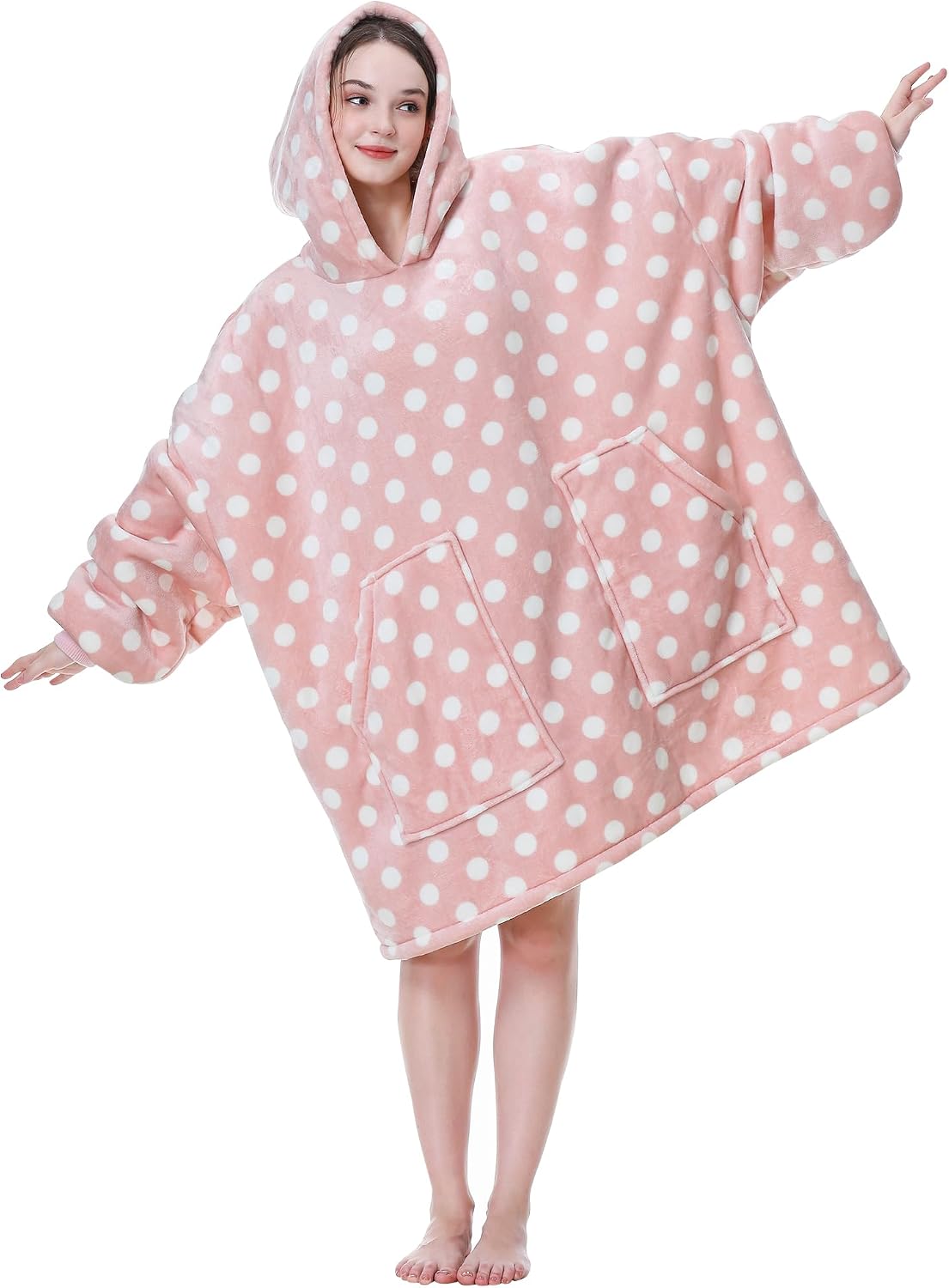 Aemicion Strawberry Blanket Hoodie,Oversized Sherpa Wearable Hooded Blanket,Warm Cozy Sweatshirt Gifts for Women Girls Adult