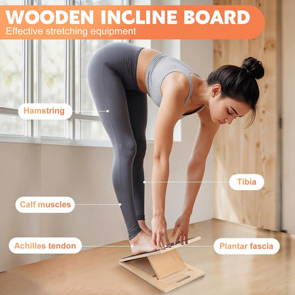 Slant Board for Calf Stretching, Adjustable Wooden Calf Stretcher Incline Board, Calf Stretch Board for Squats Leg Knees Heel Ankle Stretching