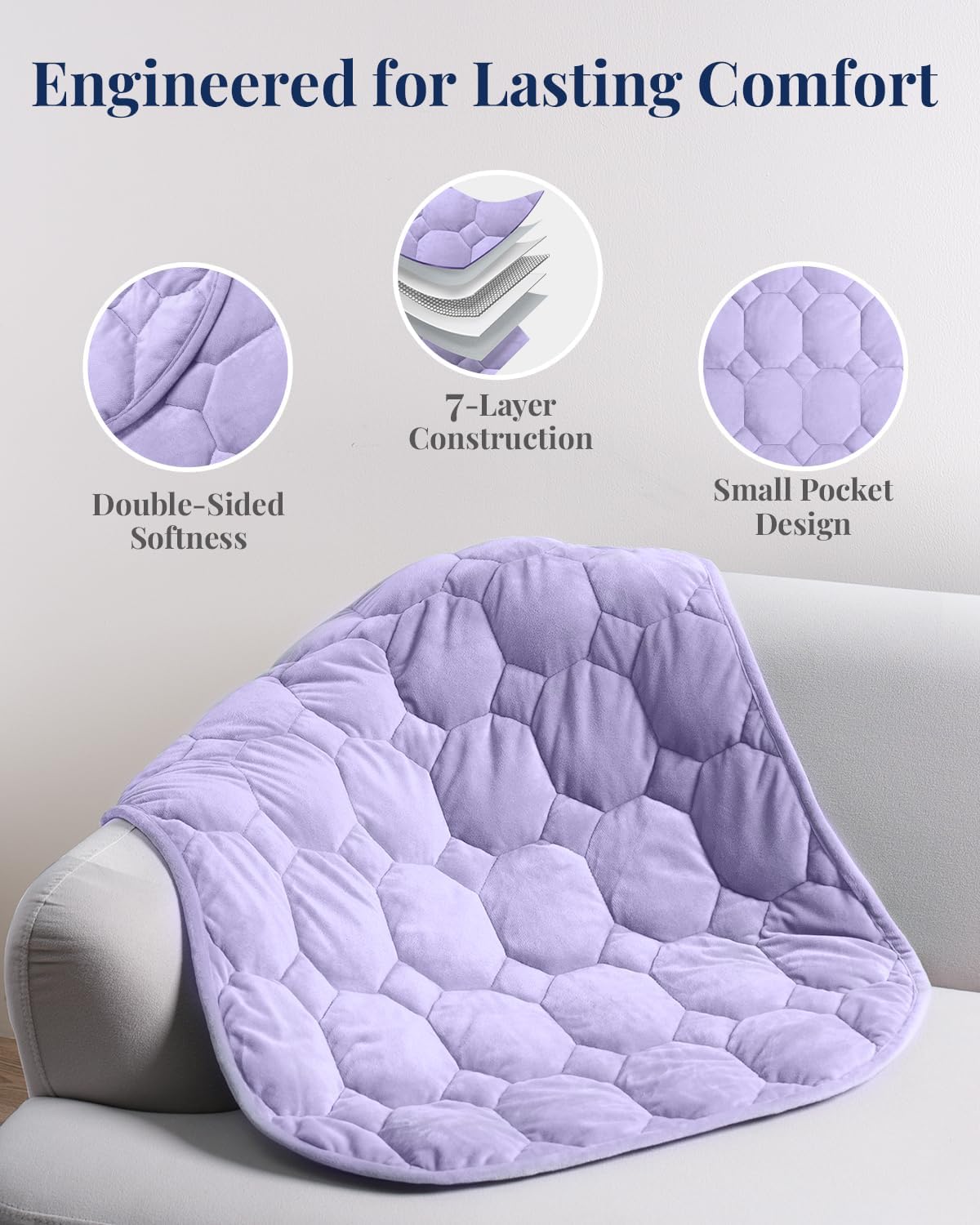 Kivik Weighted Lap Blanket, 7 lbs Weighted Lap Pad for Adults, Small Travel Weighted Blanket for Relaxation, Portable & Breathable, Grey, 24"x29"