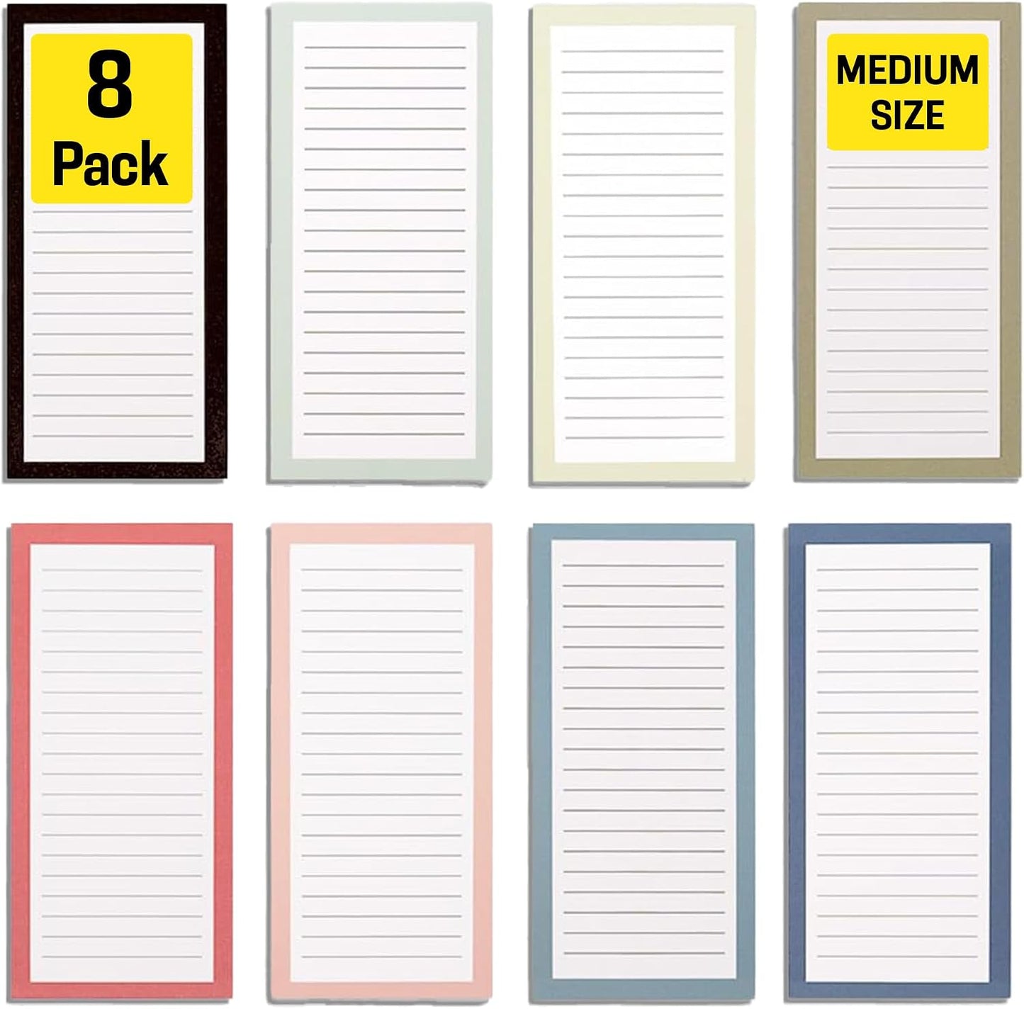 8 Magnetic Notepads – Notepads for Grocery List, Shopping List, To-Do List, Reminders -Strong Magnetic Back- Memo Notepad with Realistic Fruit Designs | 25 Sheets per Pad 7.5 x 3.5 inch (8 Pack)