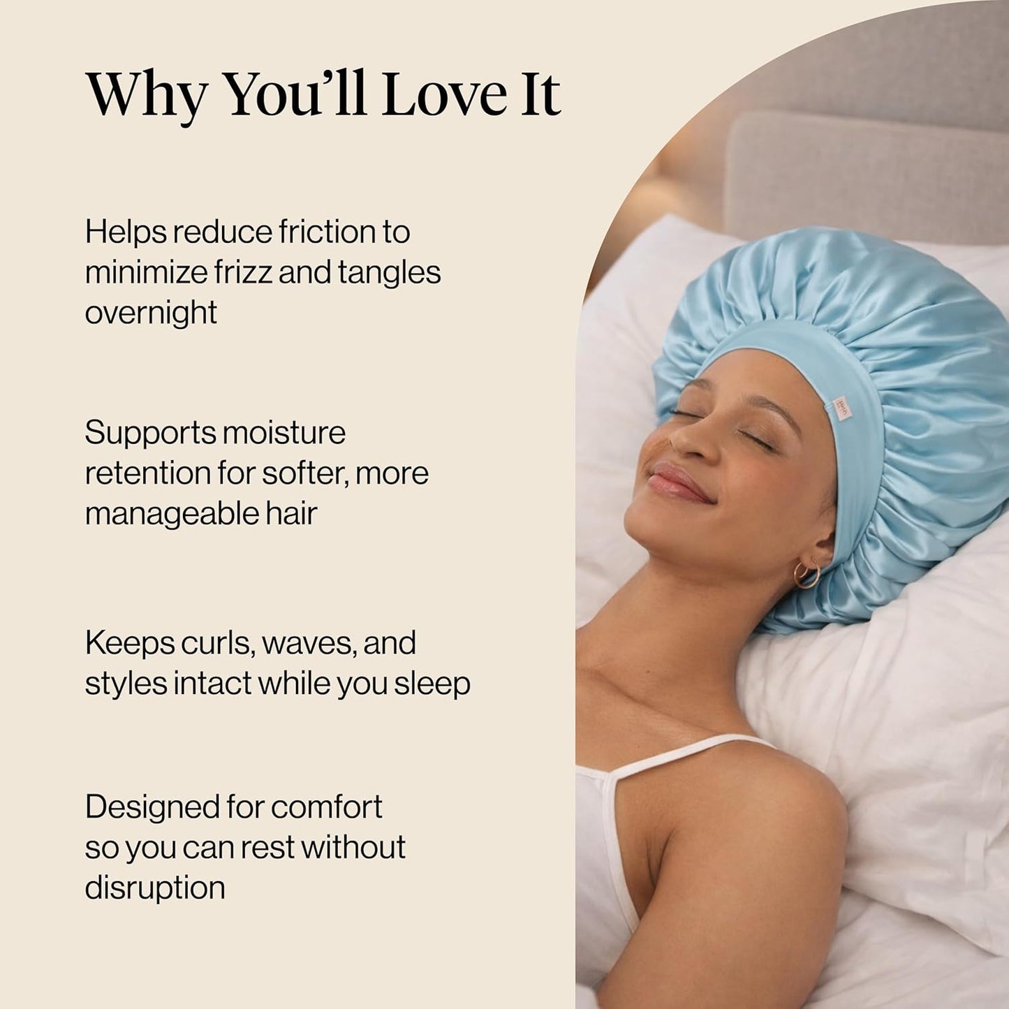 Kitsch XL Satin Bonnet for Sleeping - Softer Than Silk Bonnet For Sleeping Women - Secure Fit, Adjustable, Night Cap For Curly & Textured Hair - Prevents Breakage, Tangles & Thinning - Blush