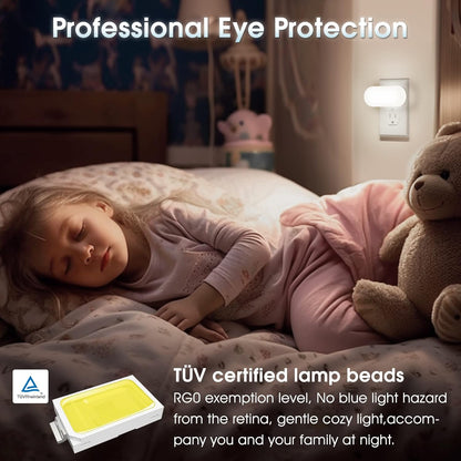DORESshop Amber Night Light, Auto On/Off, 0-100 LM Adjustable Brightness, Dimmable Plug Into Wall Light Sensor Night Light for Kids Room, Bedroom, Stair Lights, Amber, 1W, 2 Pack