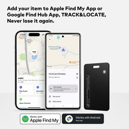 Dual Platform Wallet Tracker Card, iOS&Android Anti-Loss Slim Smart Locator, Wireless Charging, Works with Apple Find My & Google Find Hub, Item Finder for Wallet Passport Keys Backpack