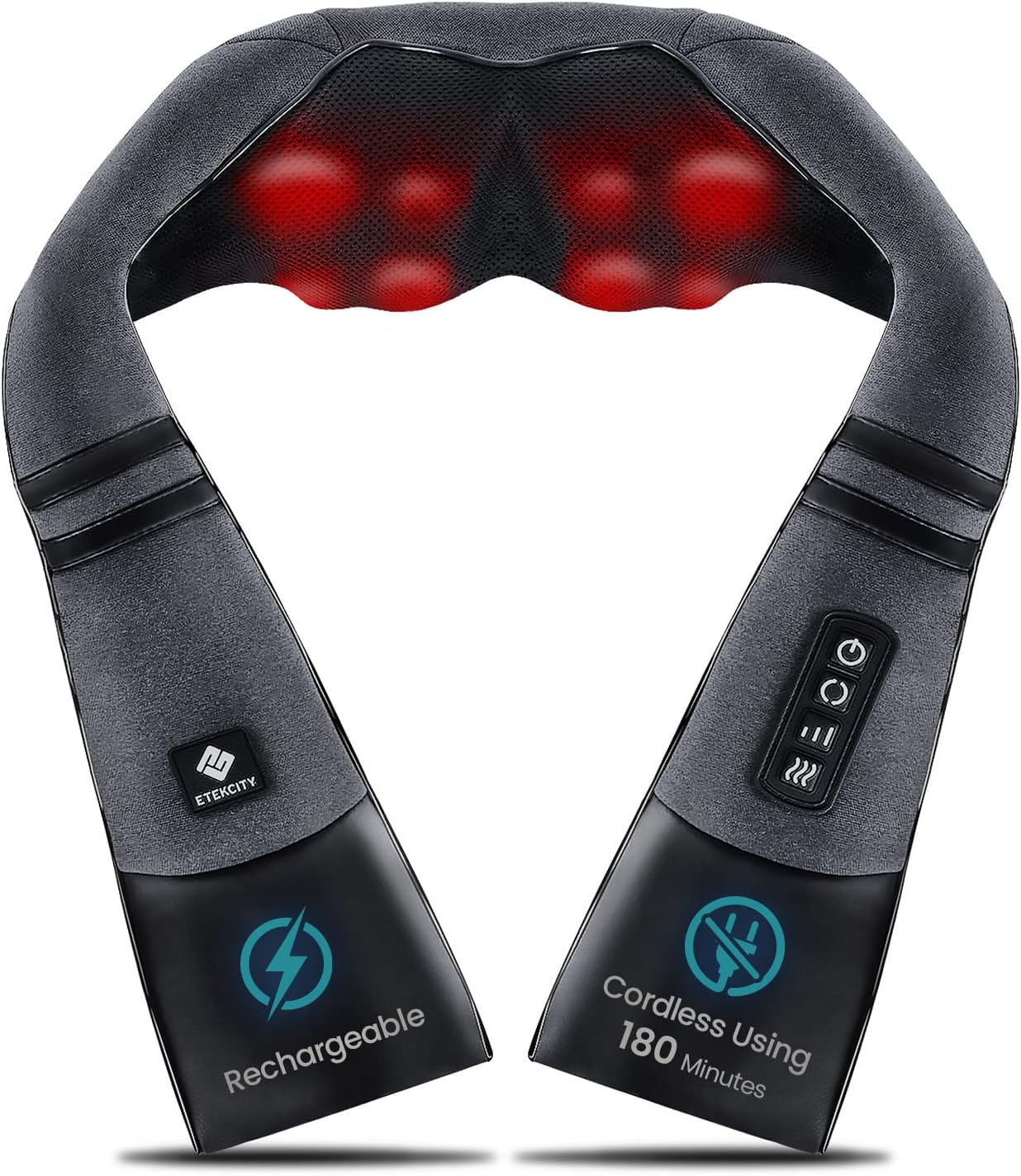 Etekcity FSA Eligible Cordless Neck Massager for Pain Relief Deep Tissue, Shiatsu Shoulder Massager with Heat, Massage Tools for Trapezius, Lymphatic Drainage, Relaxation Therapy, HSA Items, Cadeo