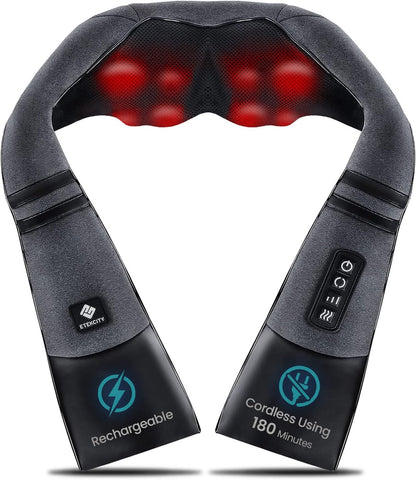 Etekcity FSA Eligible Cordless Neck Massager for Pain Relief Deep Tissue, Shiatsu Shoulder Massager with Heat, Massage Tools for Trapezius, Lymphatic Drainage, Relaxation Therapy, HSA Items, Cadeo