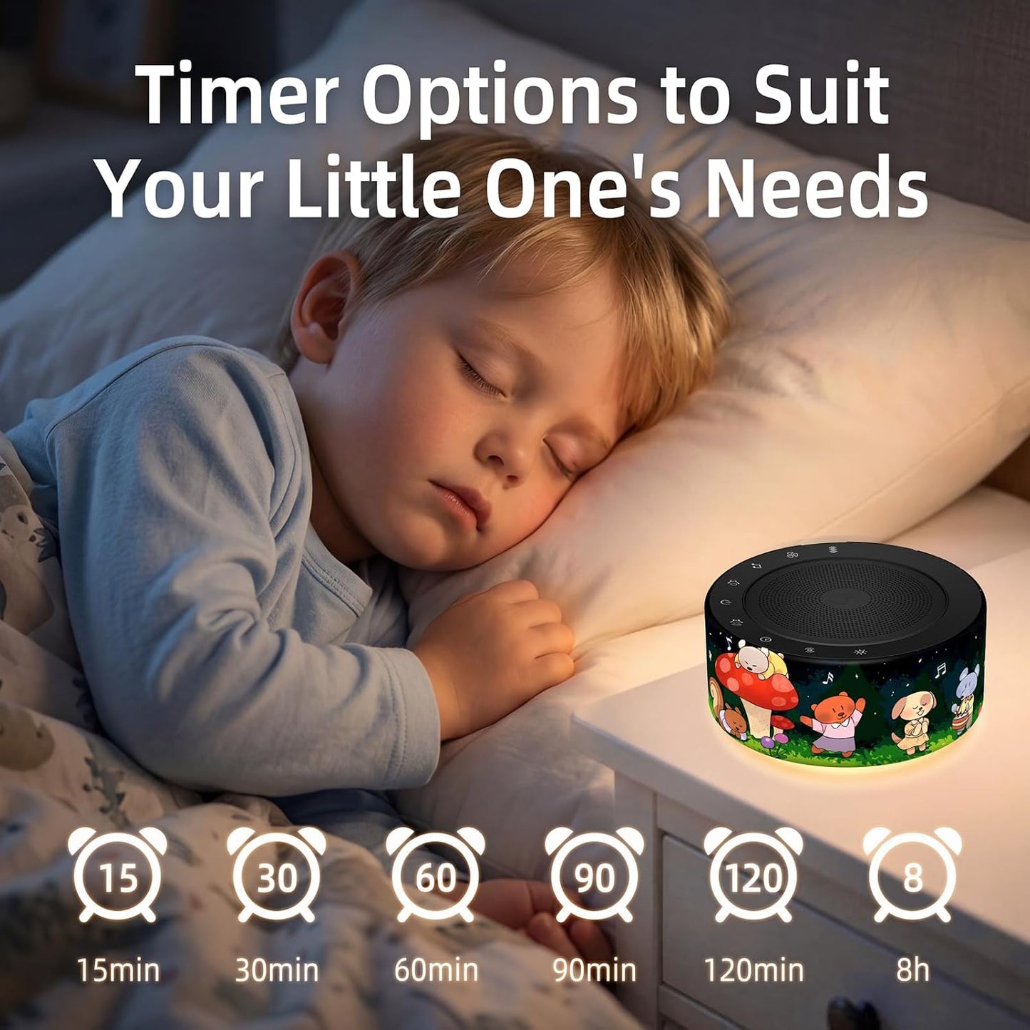 Kipcush White Noise Machine for Baby & Adults, 30 Soothing Sounds, Soft Non-Glare Nursery Lamp, 8 Color Night Lights, Memory Function (Angel V1 White, Standard)