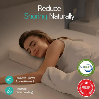 The Original Anti Snoring Pillow for Side Sleepers - Snoring Solution and Remedy - Inclined Memory Foam Pillow for Airway Support, Anti Snore Pillow with Removable Washable Cover