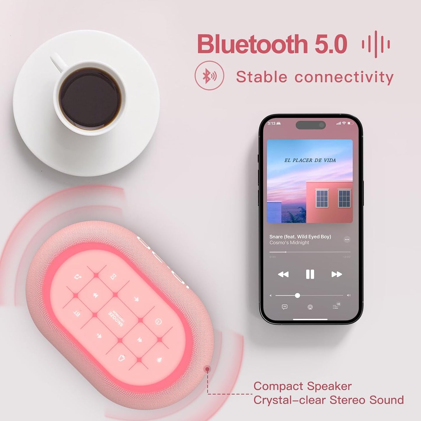 ANJANK White Noise Sound Machine Alarm Clock with Bluetooth Speaker, 21 Relaxing Sounds, 7 Night Lights,0-100% Dimmer/Sleep Timer/30-Level Volume Control,Sound Machine for Kids Adults Sleeping,Bedroom
