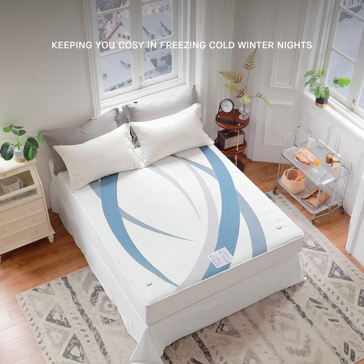 GOTCOZY Heated Mattress Pad Mini Twin Size-Heated Pad for Bed Warmer(White)