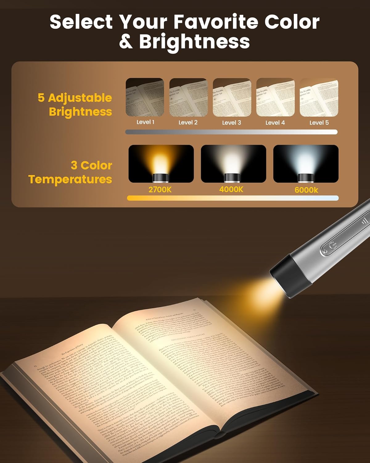Glocusent Neck Light with Timer, 100 Hours Book Light for Bedtime Reading