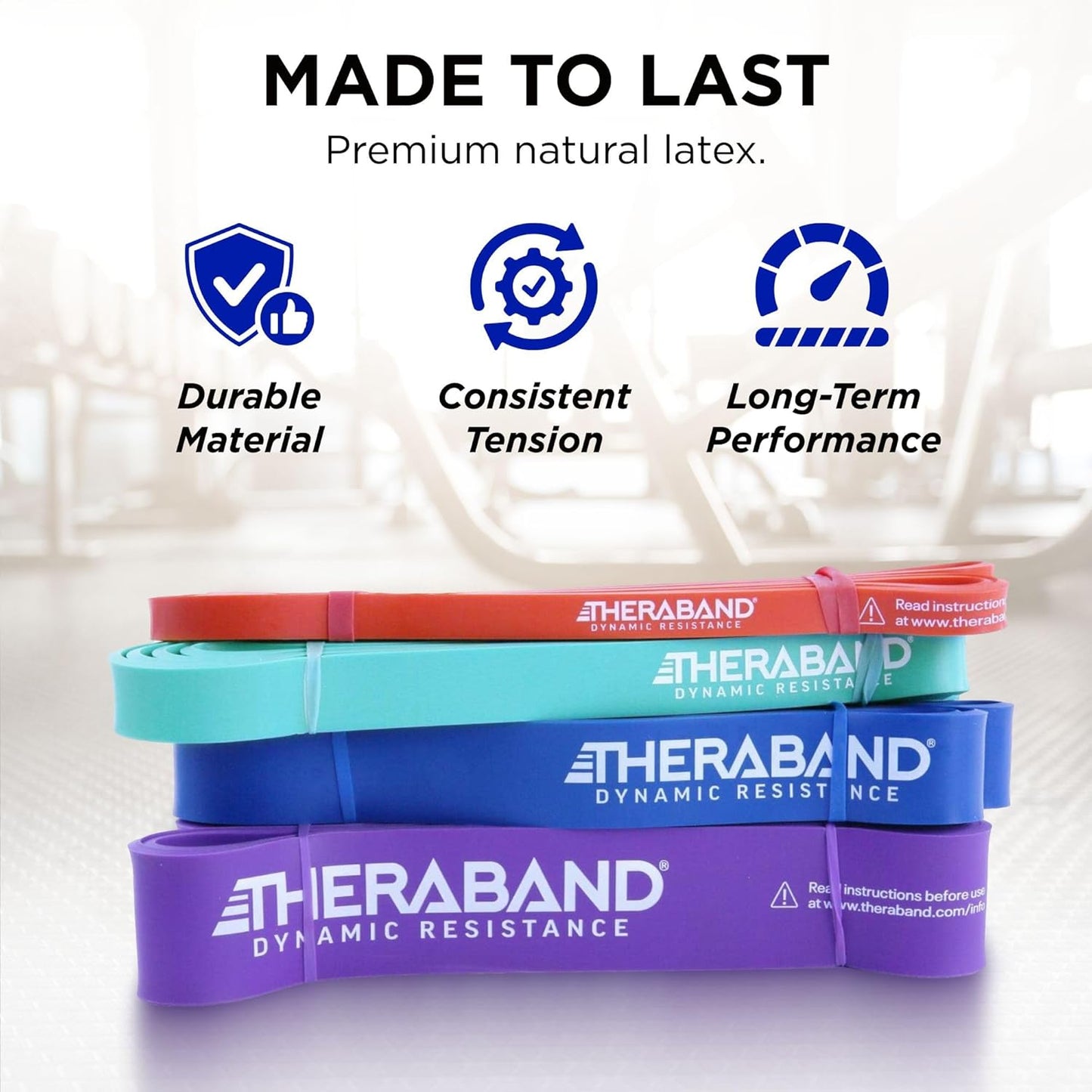 THERABAND High Resistance Band Set of 2, Light and Medium Elastic Super Bands for Full Body Workouts, Physical Therapy, Strength Training, Durable 41” Loop Exercise Bands, 15-25 lbs Resistance