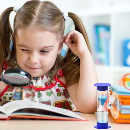 Hourglass Sand Timer 5 Minute with Suction Cup - Set of 2 Small, Unbreakable Sand Watch 5 Min Sucker, Small Blue Sand Clock 5 Minute, Plastic Hour Glass Sandglass Timer for Kids, Games, Classroom