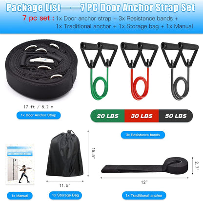 Brebebe Door Anchor Strap for Resistance Bands Exercises, Multi Point Anchor Gym Attachment for Home Fitness, Portable Door Band Resistance Workout Equipment, Easy to Install, Punch-Free, Nail-Free