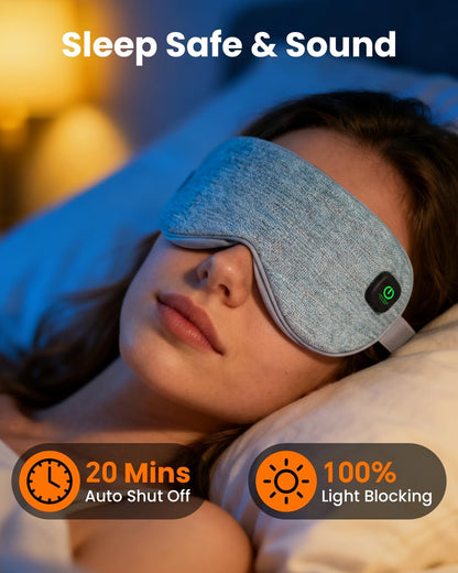 Cordless Heated Eye Mask with 1500mAh Large Battery, 4 Heat Levels & 100% Blackout for Dry Eyes Relief, Fast Heating Eye Heating Pad with 2 Washable Covers for Sleep, Travel, MGD, Blepharitis