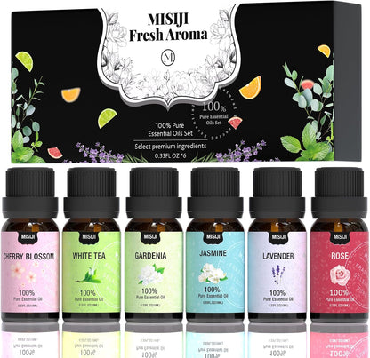 Essential Oils Set Top 6 Aromatherapy-Essential Oils for Diffuser for Home,Air Freshening Diffuser Oils Scents for Aromatherapy,Laundry,Candle&Soap Making,Humidifiers 6 X 10ML