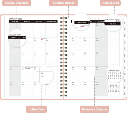 Planner 2026-2027, Weekly and Monthly Calendar Planner, JUL 2026 - JUN 2027 | Academic Year, Daily Agenda Book, A5(6.3'' x 8.5''), Sprial Bound, Inner Pocket, Office School Use