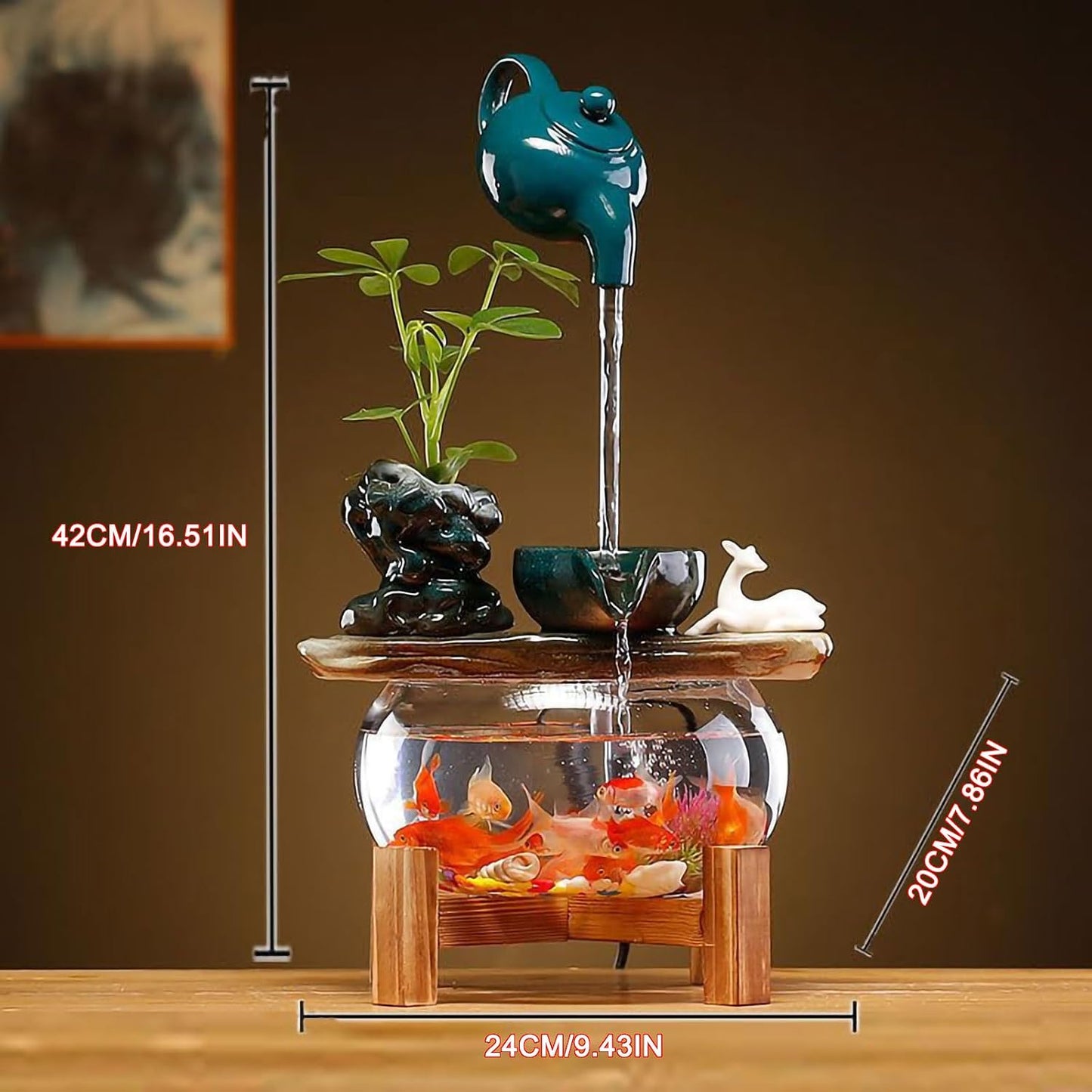 Small Tabletop Water Fountain, Tabletop Fountain Indoor Waterfall Fish Tank