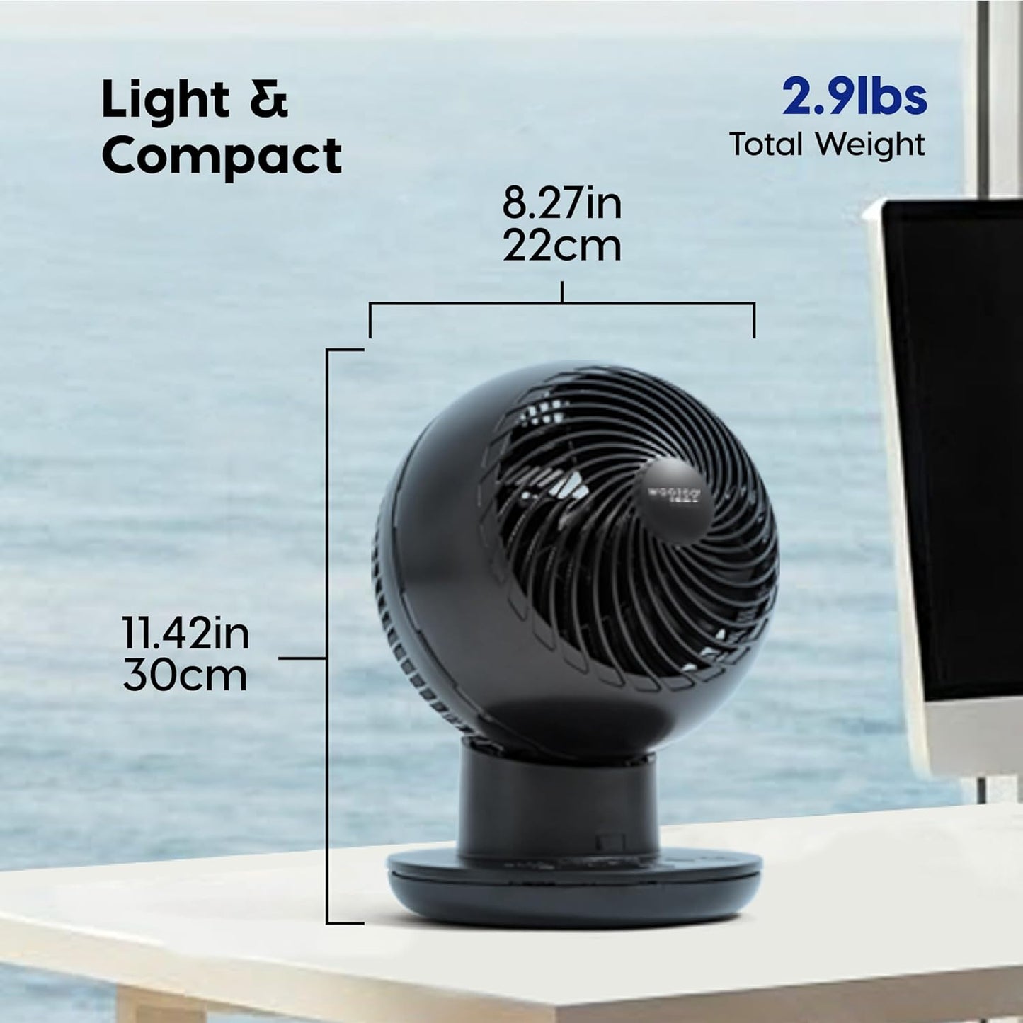 IRIS USA WOOZOO Air Circulator Fan with Remote, Oscillating, 5 Speeds, 82ft Max Air Distance, 90° Adjustable Tilt, 30db Quiet Motor, Small Fan for Bedroom, Office, Dorm, White
