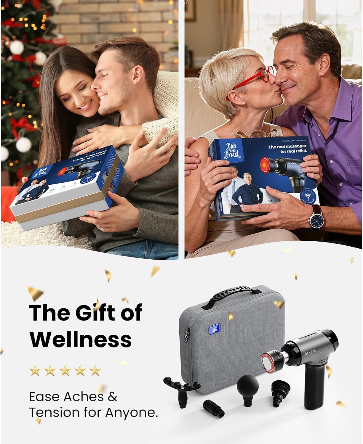 BOB AND BRAD T2 Pro Massage Gun with Heat and Cold, Deep Tissue Percussion Massager Gun for Pain Relief, Muscle Massager, Electric Back Massagers for Professional Athletes Runner