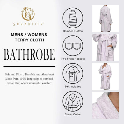 Cotton Unisex Terry Robe, Soft And Absorbent Robes For Men And Women, Bathroom Accessories