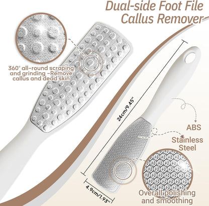 New Foot Brush with Adjustable Long Handle, 3-in-1 Foot Scrubber for Wet or Dry Brushing, 10.2’’- 27.5’’ Foot Scrub Brush for Senior, Pregnant, Disabled, or Injured, Gift-Box Packed(White)