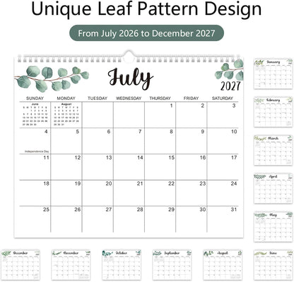 Large Wall Calendar 2026-2027, 18-Month Wall Calendar from July 2026 to December 2027, 15" x 22" 2026 Wall Calendar with Spacious Blocks, Julian Dates, Habit Tracker & Full-Year Reference for Home Office School Colorful