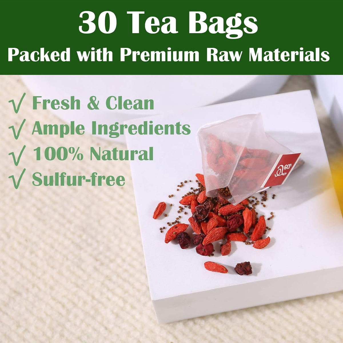 FullChea Goji Berry Tea, 30 Count X 6g, Premium Herbal Tea Combination
