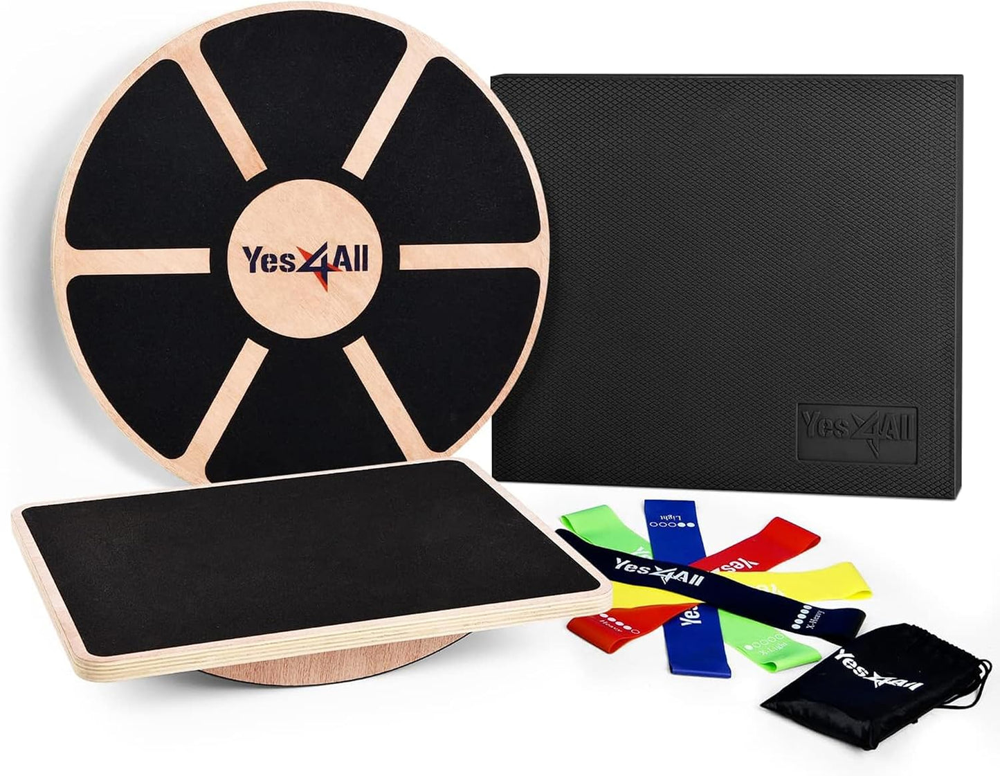 Yes4All Versatile Wooden Wobble Balance Board, Balance Trainer for Mobility Training, Standing Desk, Core Training, Exercise Balance Stability Trainer