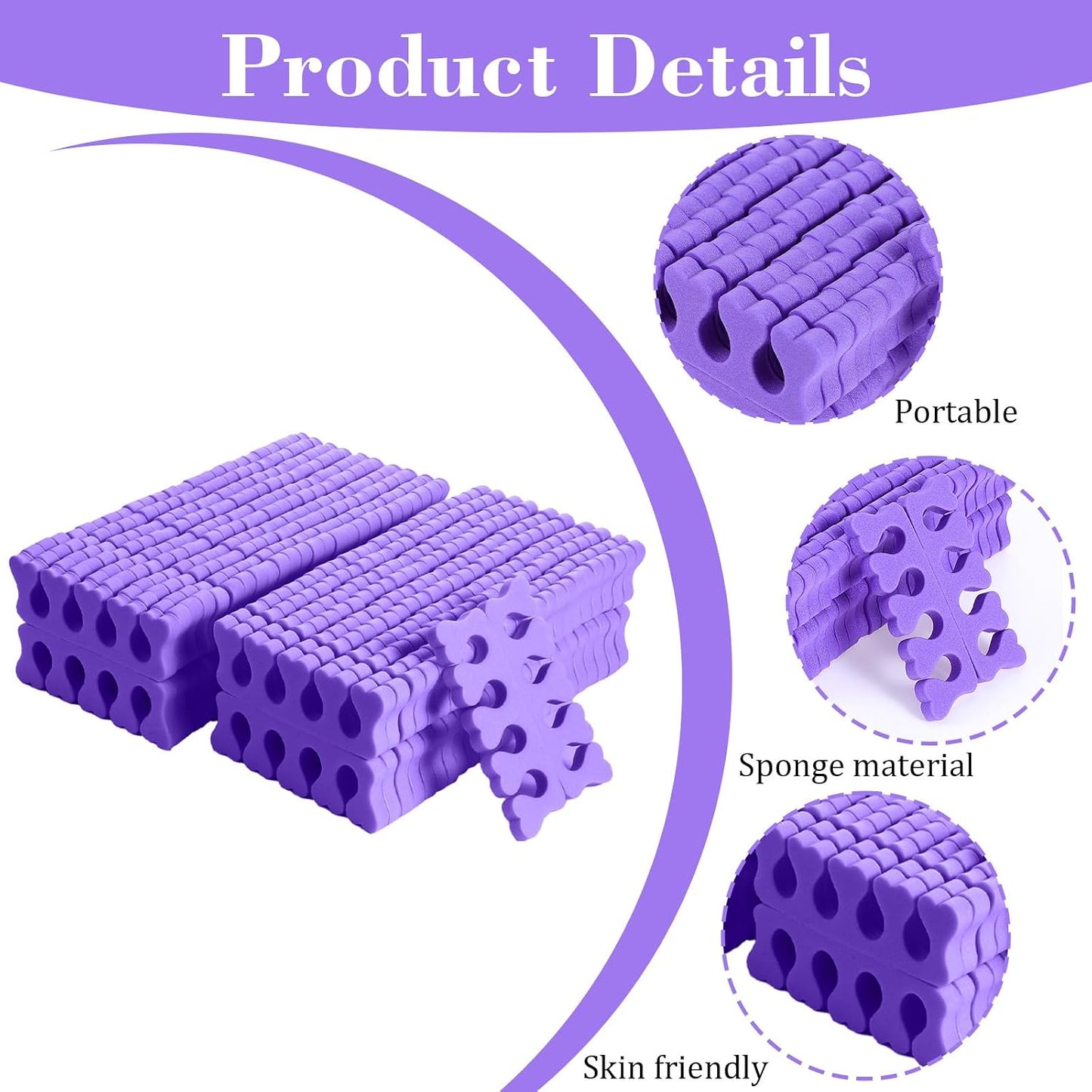 100 Pcs Sponge Toe Separators Soft Finger Separators Premium Pedicure Tool Kit Flexible Toe Divider Spacer for Polishing Pedicure Manicure Coating Nail Art Beauty Accessories (Pink)