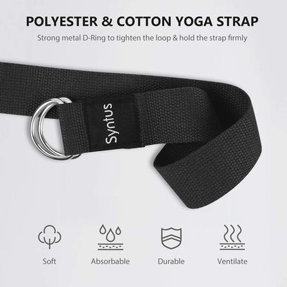 Syntus Yoga Block and Yoga Strap Set, Soft Non-Slip Yoga Blocks 9×6×4 inches, 8FT Metal D-Ring Strap for Yoga, General Fitness, Pilates, Stretching and Toning