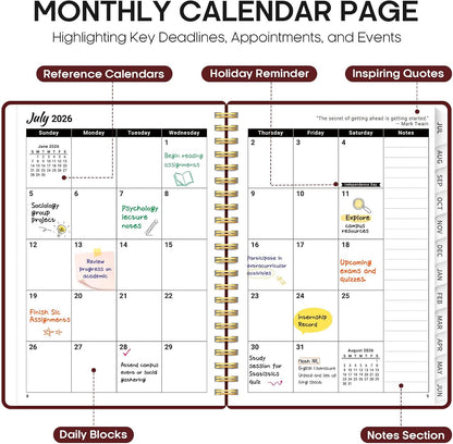 Planner 2026-2027, 8.5" x 11" Weekly and Monthly Academic Year Planner Calendar, July 2026 - June 2027, Hardcover Large School Planning Agenda With Tabs, Perfect for School & Office Supplies, A4, Green