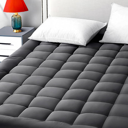 EASELAND Queen Size Mattress Pad Pillow Top Mattress Cover Quilted Fitted Mattress Protector Cotton Top Stretches up 8-21" Deep Pocket Cooling Mattress Topper (60x80 inch, White)