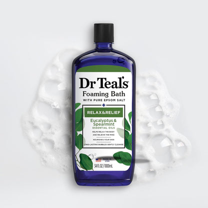 Dr Teal's Foaming Bath with Pure Epsom Salt, Soothe & Sleep with Lavender, 34 fl oz (Pack of 2)