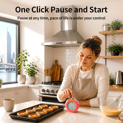 Tomato Visual Timer for Kids, 299 Minute Cute Pomodoro Countdown Timer, Kitchen Cooking Helper Timer with Pause Function, Clock and Alarm, Digital Timer for Classroom, Office and Meetings