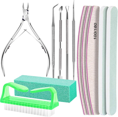 FANDAMEI Nail Care Kit, Nail Files 100/180, Nail Buffer Block, Cuticle Nippers, Cuticle Trimmer, Cuticle Pusher, Nail Tools, Nail Kit, Pedicure & Manicure Tools, Nail Prep Kit, Manicure Kit for Women