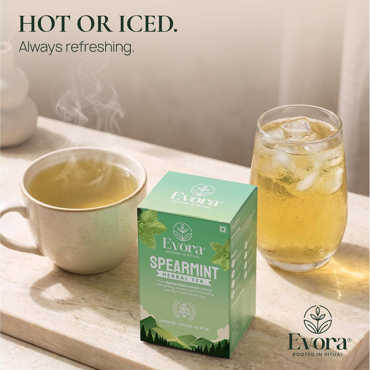 EVORA Spearmint Tea - 30 Double Chamber Bags of Dried Spearmint Tea Leaves