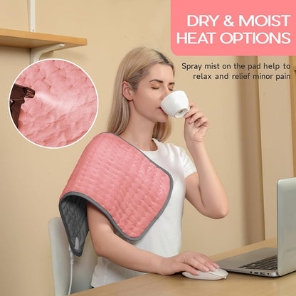 Heating Pad for Period Cramps, Heating Pad for Back/Neck/Shoulder Muscle Pain, 6 Heating & 4 Timer Setting, Auto Shut Off, Dry/Moist Heat & Machine Washable, Birthday Christma s Gifts for Women Mom