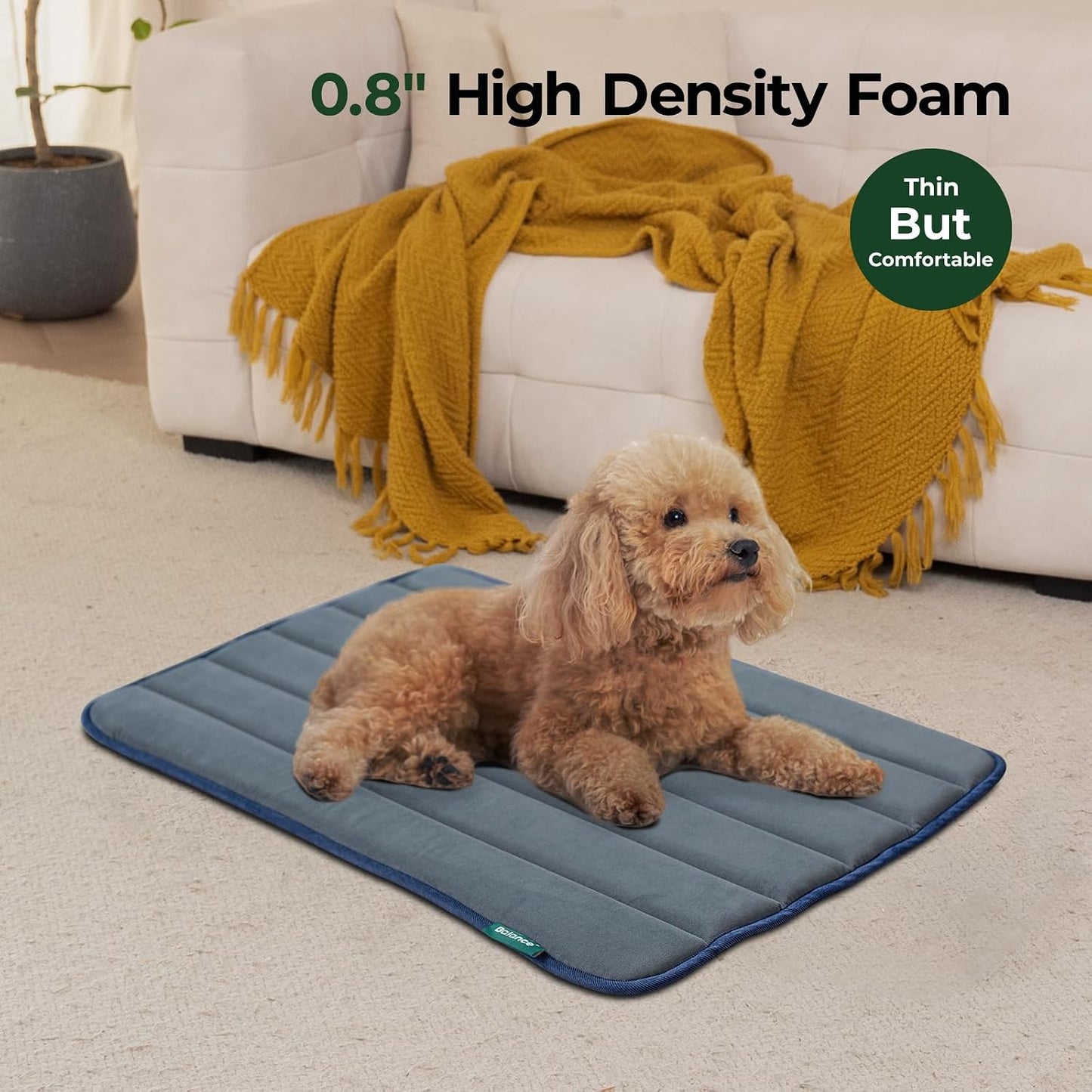 BALANCE Dog Crate Pad, Dog Foam Crate Mat Kennel Pad, Washable Water-Resistant Pet Bed Flat Dogs Cage Mat for Large Dogs