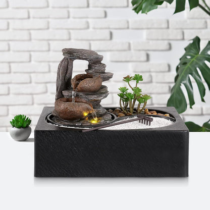 WICHEMI Tabletop Water Fountain Buddha Fountain Indoor with LED Light