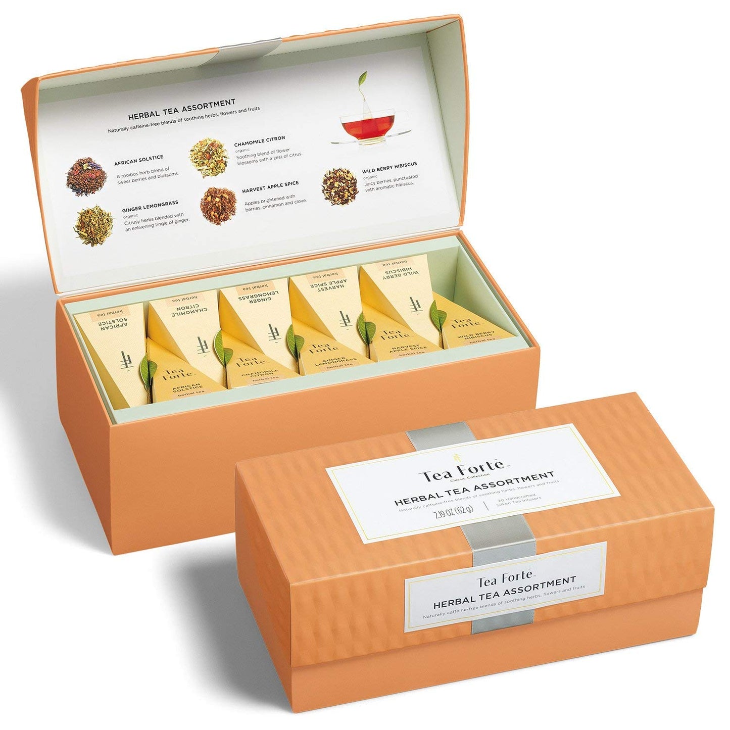 Tea Forte Premium Presentation Box Gift Set Sampler, 20 Count, Assorted Blends Individually Wrapped Handcrafted Pyramid Infuser Bags, Frank Lloyd Wright