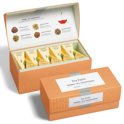 Tea Forte Premium Presentation Box Gift Set Sampler, 20 Count, Assorted Blends Individually Wrapped Handcrafted Pyramid Infuser Bags, Frank Lloyd Wright
