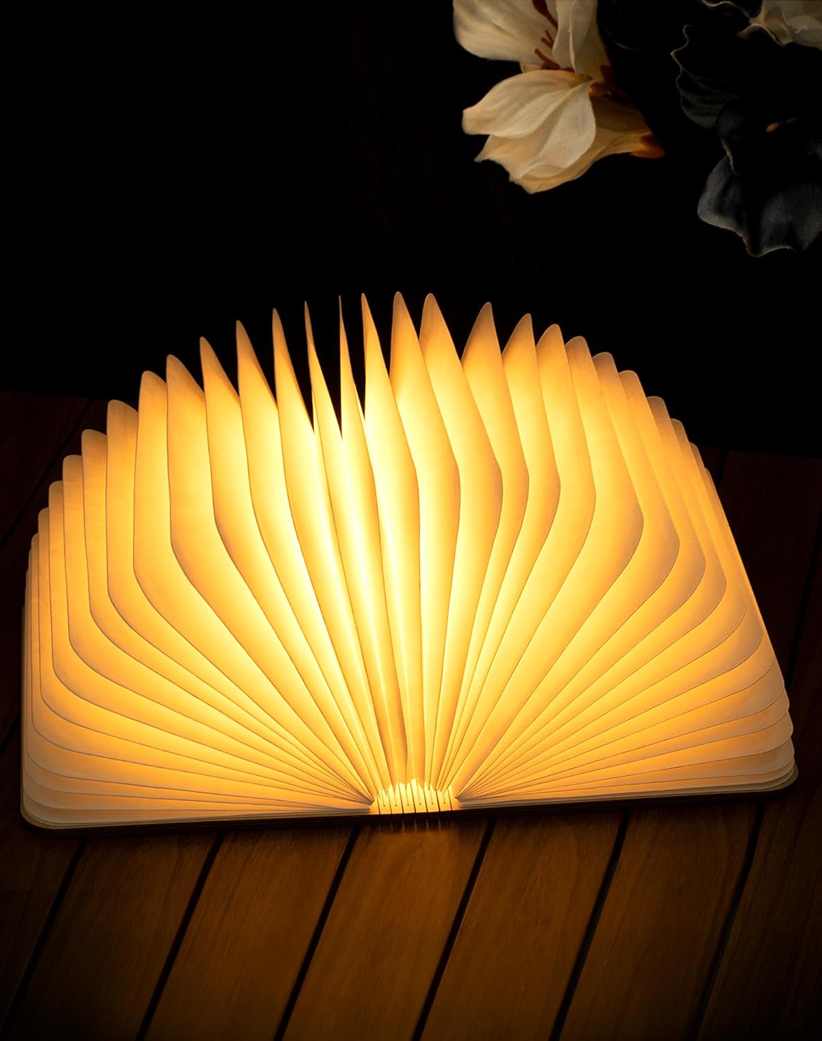 4.7 Inch Wooden Book Lamp, Book Lovers Gifts,Teacher Appreciation Gifts for Women, Folding Book Light, LED Ambient Lighting, Magnetic Mood Lighting for Home&Library Decor (Walnut)