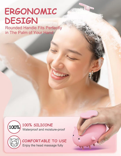 Scalp Massager Hair Growth, Silicone Scalp Scrubber Shower Shampoo Brush | One-Piece Silicone Scalp Exfoliator, Wet & Dry Hair Care, No Seams to Trap Water or Grime, Flakes and Buildup
