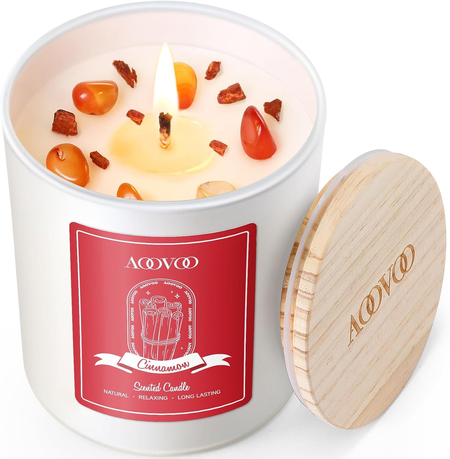 AOOVOO Lavender Scented Candles for Women - Aromatherapy Candle with Crystals Inside, 10oz Soy Candles for Home Scented, Birthday Gifts Mothers Day Candle for Women Mom