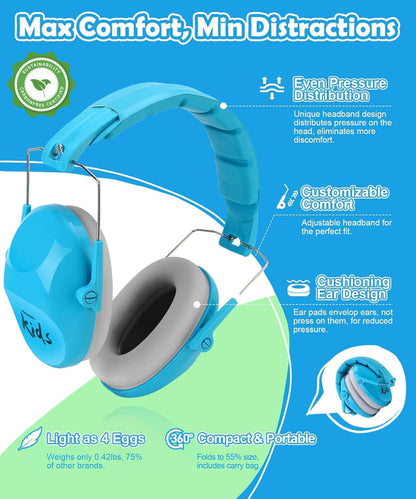 PROHEAR 032 Kids Ear Protection – Ear Muffs for Noise Reduction, 25NRR Noise Cancelling Headphones for Kids,Toddlers, Autism, Sensory Use, Hearing Protection – Orange